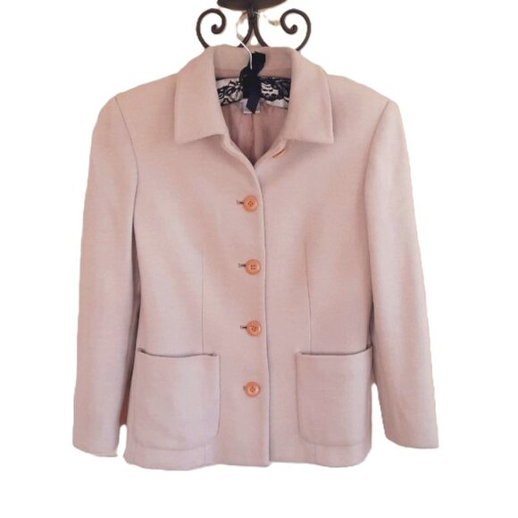 Vintage Casual Corner Wool Cashmere Oatmeal Coat 2P - Picture 1 of 7